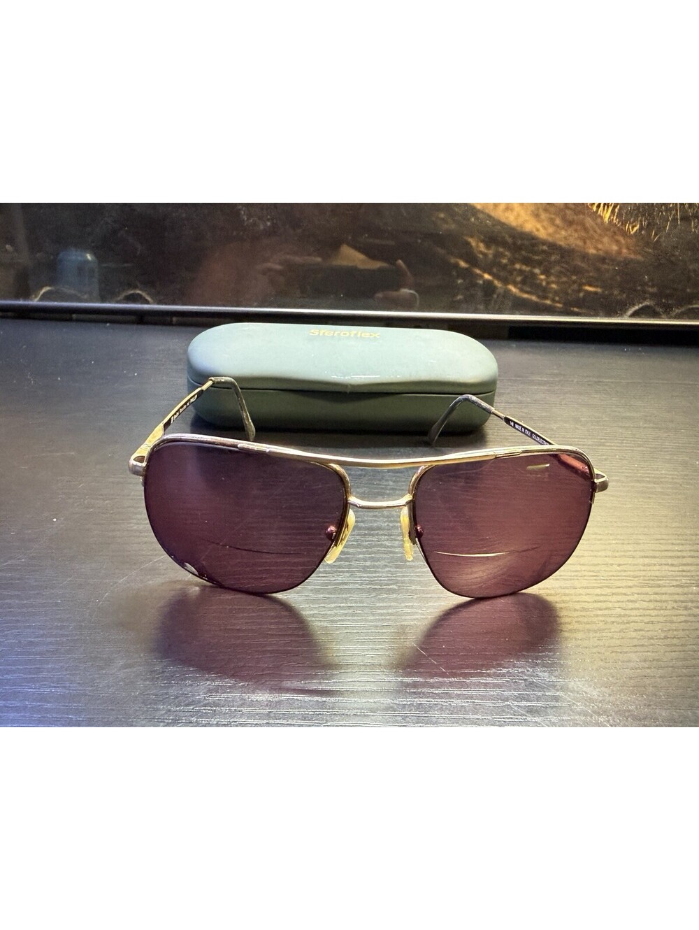 Vintage BerDel Sferoflex Aviator Bifocal Sunglasses Gold Italy 140 Frames Only
